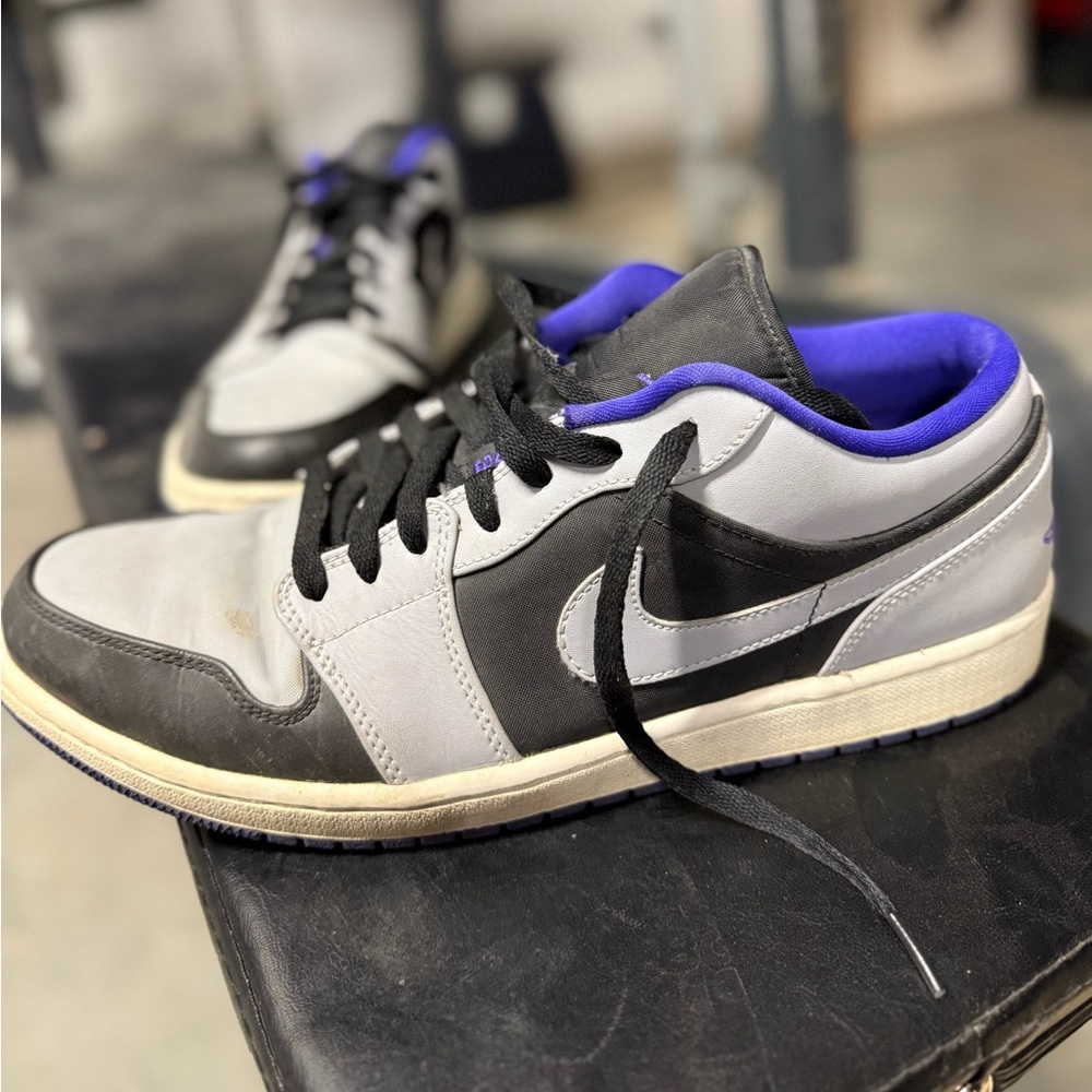 Nike Black and Gray Shoes with Purple Accents